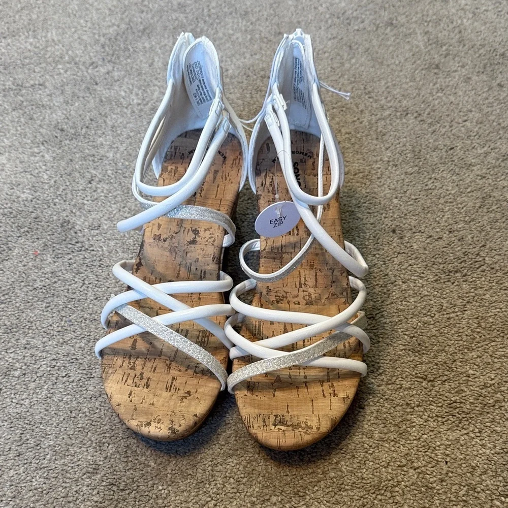 Sonoma White Strappy Cork Wedge Sandals Size 4